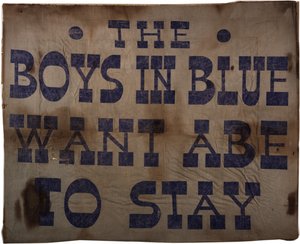 Os meninos de azul querem que Abe fique, 1864 (banner têxtil)